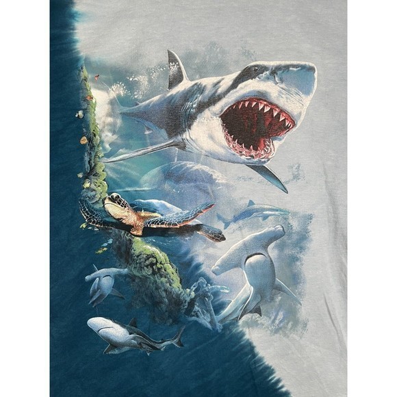 Wild Gear Mote Aquarium All Over Shark Graphic Tee T Shirt Men's XXL Jaws Turtle - Picture 4 of 10